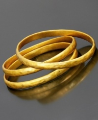 Rustic texture and a brilliant burnished finish combine in these bracelets from Kenneth Cole New York. Includes three mixed metal bracelets each measures 2-12 inches in diameter. Rustic texture and a brilliant burnished finish combine in these bracelets from Kenneth Cole New York. Includes three mixed metal bracelets each measures 2-12 inches in diameter.