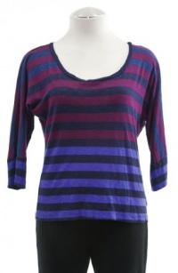 Splendid Blue Cotton/Modal Gradient Striped Cropped Shirt Top Large Splendid Blue Cotton/Modal Gradient Striped Cropped Shirt Top Large