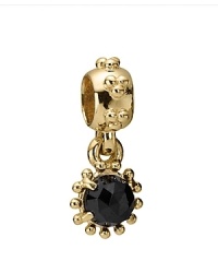 A faceted melanite stone in a 14K gold beaded setting dangles delicately from an embellished ring charm. By PANDORA. A faceted melanite stone in a 14K gold beaded setting dangles delicately from an embellished ring charm. By PANDORA.