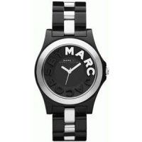 New MARC by MARC JACOBS MBM4560 Women's Rivera Black Plastic Silver Tone Accanted Watch
