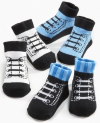 Lace up! He'll be ready to get in the game with a pair of these socks from this Baby Starters 3-pack. Lace up! He'll be ready to get in the game with a pair of these socks from this Baby Starters 3-pack.