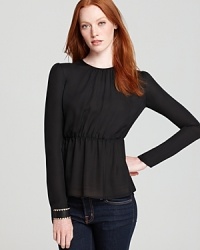 This universally stylish Theory top is sheer perfection in pure silk--easy elegance is the call for fall. This universally stylish Theory top is sheer perfection in pure silk--easy elegance is the call for fall.