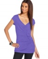 Brilliant ruching ensures a flattering fit for this petite top from DKNY Jeans. Wear it with leggings or skinnies!