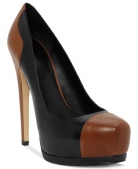 Contrasting colors on the heel and toe add trendy detail to Truth or Dare by Madonna's Rochella platform pumps. Contrasting colors on the heel and toe add trendy detail to Truth or Dare by Madonna's Rochella platform pumps.