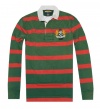 Rugby by Ralph Lauren Men Vintage Slim Fit Striped Green Shield Polo Rugby T-Shirt