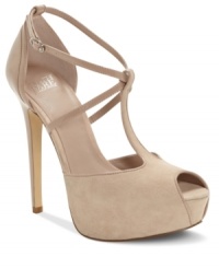 Between the boldly feminine T-strap and sexy ankle strap, the seductive shape of Truth or Dare by Madonna's Skeels platform pumps makes this style a must-have. Between the boldly feminine T-strap and sexy ankle strap, the seductive shape of Truth or Dare by Madonna's Skeels platform pumps makes this style a must-have.