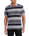 Nautica Men's Short Sleeve Striped Polo, Ash Heather, Small