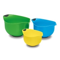 In three versatile sizes and cheerful bright colors, Cuisinart's durable plastic bowls are designed to stand up to any kitchen task. Each features soft-grip handles and a nonslip base. In three versatile sizes and cheerful bright colors, Cuisinart's durable plastic bowls are designed to stand up to any kitchen task. Each features soft-grip handles and a nonslip base.