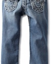 True Religion Boys 2-7 Jack Slim Fit Naturaline Super T With Dusted Orange Bartacks And Back Label-Wash, Shade Horizons, 7