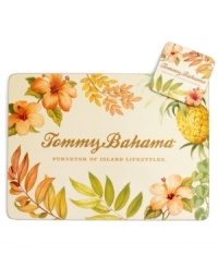 The living's easy with Tropical Borders placemats from Tommy Bahama. Hibiscus blossoms, lush ferns and golden pineapples invite laid-back island dining no matter where you live. An easy-clean surface on a sturdy cork back makes clearing the table a breeze. The living's easy with Tropical Borders placemats from Tommy Bahama. Hibiscus blossoms, lush ferns and golden pineapples invite laid-back island dining no matter where you live. An easy-clean surface on a sturdy cork back makes clearing the table a breeze.