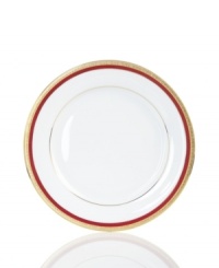 An instant classic, the Red Rim salad plates combine bands of holiday red and filigree-patterned gold in elegant white porcelain. Layer with Charter Club's Grand Buffet Classic Gold and Holly Berry dinnerware. An instant classic, the Red Rim salad plates combine bands of holiday red and filigree-patterned gold in elegant white porcelain. Layer with Charter Club's Grand Buffet Classic Gold and Holly Berry dinnerware.