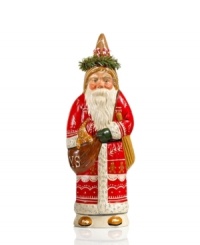 A piece you'll treasure for years to come. This unique figurine, shaped in a vintage mold and hand-painted, features Santa Claus with rosy cheeks, a traditional robe and a happy friend for a look of holiday splendor. From Vaillancourt. A piece you'll treasure for years to come. This unique figurine, shaped in a vintage mold and hand-painted, features Santa Claus with rosy cheeks, a traditional robe and a happy friend for a look of holiday splendor. From Vaillancourt.