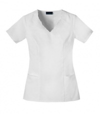 Cherokee 2741 Women's Fashion Whites V-Neck Embroidered Scrub Top