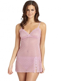 THE LOOKAdjustable shoulder straps with picot trimScalloped lace along the neckline Animal patterned fine mesh constructionSatin bow at center frontElastic Empire waist Side slit with lace trimTHE FITAbout 28 from shoulder to hemTHE MATERIALPolyamideCARE & ORIGINHand washMade in Italy THE LOOKAdjustable shoulder straps with picot trimScalloped lace along the neckline Animal patterned fine mesh constructionSatin bow at center frontElastic Empire waist Side slit with lace trimTHE FITAbout 28 from shoulder to hemTHE MATERIALPolyamideCARE & ORIGINHand washMade in Italy