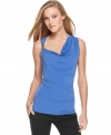 In a modern one-shoulder shape, this petite Calvin Klein tank puts a contemporary twist on classic style! (Clearance)