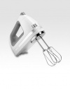 This stylish hand mixer features a seven-speed electronic digital control that includes two slow stir speeds and one high whip speed. Soft start electronic control adjusts to the resistance of what you're mixing for smooth, consistent operation.For use with US power sockets only. Adaptable for use in Europe with a converter.7 speedsClean Touch control padPowerful, lightweight motorSoft Start electronic controlStainless steel blender rodImported