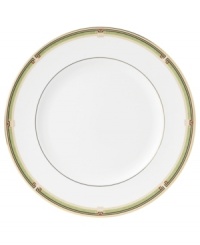 In 18th century England, Josiah Wedgwood, creator of the world famous Wedgwood ceramic ware, established a tradition of outstanding craftsmanship and artistry which continues today. The exotic floral design of the Oberon dinner plates from Wedgwood's dinnerware and dishes collection are finely scaled and exquisitely precise, in soft shades of green and gold accented with black, against pure white bone china. In 18th century England, Josiah Wedgwood, creator of the world famous Wedgwood ceramic ware, established a tradition of outstanding craftsmanship and artistry which continues today. The exotic floral design of the Oberon dinner plates from Wedgwood's dinnerware and dishes collection are finely scaled and exquisitely precise, in soft shades of green and gold accented with black, against pure white bone china.