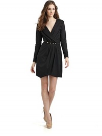 THE LOOKDeep v-neckLong sleevesSide zip closureBack princess seamsPleated, faux wrap skirtSnap button beltTHE FITAbout 33½ from shoulder to hemTHE MATERIAL65% polyester/35% rayonCARE & ORIGINDry cleanMade in USAModel shown is 5'10 (177cm) wearing US size 4. THE LOOKDeep v-neckLong sleevesSide zip closureBack princess seamsPleated, faux wrap skirtSnap button beltTHE FITAbout 33½ from shoulder to hemTHE MATERIAL65% polyester/35% rayonCARE & ORIGINDry cleanMade in USAModel shown is 5'10 (177cm) wearing US size 4.