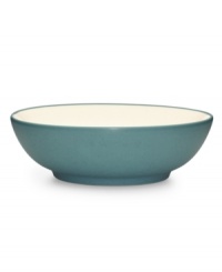 Make everyday meals a little more fun with Colorwave dinnerware from Noritake. Mix and match this rim soup bowl in turquoise and white with coupe and square pieces for a tabletop that's endlessly stylish. Make everyday meals a little more fun with Colorwave dinnerware from Noritake. Mix and match this rim soup bowl in turquoise and white with coupe and square pieces for a tabletop that's endlessly stylish.