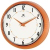 Infinity Instruments Orange Retro 9.5-Inch Metal Wall Clock