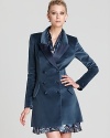 Rendered in rich velvet, this double-breasted Rachel Zoe tuxedo coat brings luxe sheen to winter looks.