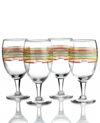 Ringed with colors to complement everyone's favorite dinnerware, Fiesta goblets lend retro-fun charm to any casual setting. Featuring bands of pink in the latest Fiesta hue: Flamingo! Ringed with colors to complement everyone's favorite dinnerware, Fiesta goblets lend retro-fun charm to any casual setting. Featuring bands of pink in the latest Fiesta hue: Flamingo!