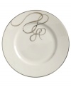 Sweet yet sophisticated, a loopy ribbon design sweeps across this porcelain salad plate from Mikasa. Complete with a sparkling platinum rim, this flirty pattern captivates everyone at your dinner table.