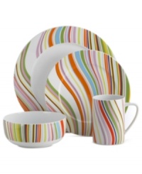 Make waves with the psychedelic stripes of Marble Swirl dinnerware by Echo Design. Bright, fun colors in everyday porcelain bring new energy to casual dining areas. Make waves with the psychedelic stripes of Marble Swirl dinnerware by Echo Design. Bright, fun colors in everyday porcelain bring new energy to casual dining areas.