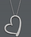 Asymmetrically stylish. This trendy heart-shaped pendant shines with the addition of sparkling round-cut diamonds (1/2 ct. t.w.). Setting and chain crafted in 14k white gold. Approximate length: 18 inches. Approximate drop: 1-1/4 inches.