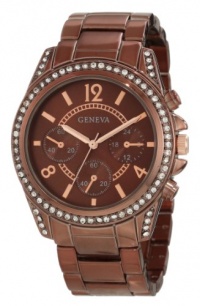 Geneva Moderate Women's AMZ1024 Boyfriend Triple Brown Faux Multi-Function Link Bracelet Watch Geneva Moderate Women's AMZ1024 Boyfriend Triple Brown Faux Multi-Function Link Bracelet Watch