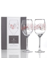 Red and platinum swirls play up a simply beautiful shape, giving this set of Charter Club's Novelty Swirl wine glasses a look that's fun yet refined. (Clearance) Red and platinum swirls play up a simply beautiful shape, giving this set of Charter Club's Novelty Swirl wine glasses a look that's fun yet refined. (Clearance)