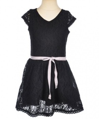 GUESS Kids Girls Lace Dress with Tie, BLACK (14) GUESS Kids Girls Lace Dress with Tie, BLACK (14)