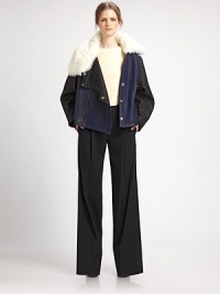 Textural pocket insets dress up this crisply tailored, wide-legged wool style.Belt loopsZip fly with hook-and-bar closureSide slash pocketsFront pleatsBack welt pocketsInseam, about 3691% wool/7% nylon/2% polyurethaneDry cleanMade in Italy of imported fabricModel shown is 5'11 (180cm) wearing US size 4. Textural pocket insets dress up this crisply tailored, wide-legged wool style.Belt loopsZip fly with hook-and-bar closureSide slash pocketsFront pleatsBack welt pocketsInseam, about 3691% wool/7% nylon/2% polyurethaneDry cleanMade in Italy of imported fabricModel shown is 5'11 (180cm) wearing US size 4.