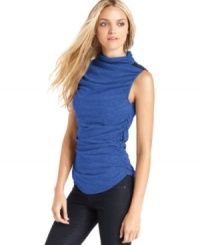 Add a sporty touch to your everyday look with this ruched petite turtleneck top from DKNY Jeans. Add a sporty touch to your everyday look with this ruched petite turtleneck top from DKNY Jeans.