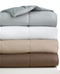 Captivating comfort. This blanket features down alternative fibers, hypoallergenic construction and Calvin Klein's exclusive mini check woven design all in pure 300-thread count cotton. 10 sewn through box keeps fill even and secure for exceptional warmth. Captivating comfort. This blanket features down alternative fibers, hypoallergenic construction and Calvin Klein's exclusive mini check woven design all in pure 300-thread count cotton. 10 sewn through box keeps fill even and secure for exceptional warmth.