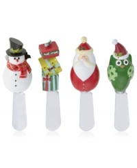 Four adorable holiday-themed spreaders make up this set from Oneida. Enjoy it at your next holiday gathering or give it as gift for the home entertainers on your list. Four adorable holiday-themed spreaders make up this set from Oneida. Enjoy it at your next holiday gathering or give it as gift for the home entertainers on your list.
