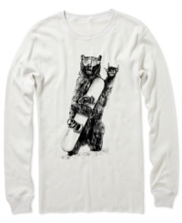 Hang 10 in this un-bear-ably charming long sleeve t-shirt by Quiksilver. Hang 10 in this un-bear-ably charming long sleeve t-shirt by Quiksilver.