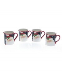Nothing like a hot chocolate or hot cider to warm you up during the winter. Certified International's set of 4 Santa mugs will do the job with an extra dash of fun. Nothing like a hot chocolate or hot cider to warm you up during the winter. Certified International's set of 4 Santa mugs will do the job with an extra dash of fun.