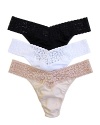 A soft solid thong with Hanky Panky's signature lace V-shaped waistband. Style #631181