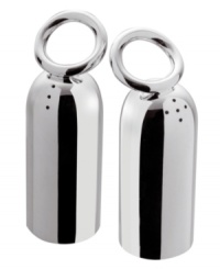 Smooth silver plate renders extra brilliant with the clean, fluid lines of Vertigo giftware. As much decoration as mealtime essential, these salt and pepper shakers feature twisted rings for improved functionality and contemporary flair. Smooth silver plate renders extra brilliant with the clean, fluid lines of Vertigo giftware. As much decoration as mealtime essential, these salt and pepper shakers feature twisted rings for improved functionality and contemporary flair.