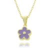 Lily Nily 18k Gold Overlay Children's Purple Enamel Flower Pendant Necklace