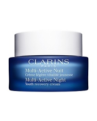 Say Goodnight to Early Wrinkles. Youth recovery cream with the benefits of 8 hours of sleep in a jar - to help renew and repair your skin. Multi-Active Night Cream complement the day creams with repairing and correcting actions, respectively. Multi-Active Night Youth Recovery creams help skin recover this sleep debt and helps restore cellular renewal. Skin looks more refreshed upon waking and the appearance of fine lines and wrinkles are diminished. Say Goodnight to Early Wrinkles. Youth recovery cream with the benefits of 8 hours of sleep in a jar - to help renew and repair your skin. Multi-Active Night Cream complement the day creams with repairing and correcting actions, respectively. Multi-Active Night Youth Recovery creams help skin recover this sleep debt and helps restore cellular renewal. Skin looks more refreshed upon waking and the appearance of fine lines and wrinkles are diminished.