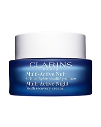 Say Goodnight to Early Wrinkles. Youth recovery cream with the benefits of 8 hours of sleep in a jar - to help renew and repair your skin. Multi-Active Night Cream complement the day creams with repairing and correcting actions, respectively. Multi-Active Night Youth Recovery creams help skin recover this sleep debt and helps restore cellular renewal. Skin looks more refreshed upon waking and the appearance of fine lines and wrinkles are diminished.