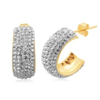 10k Gold by Madison Avenue Collection made with Swarovski Elements Large Half Hoop Earrings with RD