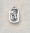 Sterling Silver Rectangle St. Christopher Patron Saint Medal Catholic Pendant Necklace Jewelry