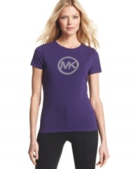 Make a stylish casual statement with MICHAEL Michael Kors' studded logo tee.
