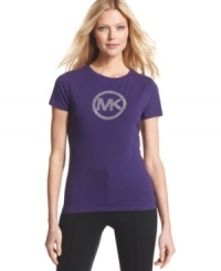 Make a stylish casual statement with MICHAEL Michael Kors' studded logo tee. Make a stylish casual statement with MICHAEL Michael Kors' studded logo tee.