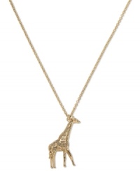 Go on safari with this darling giraffe pendant necklace from Fossil. Embellished with sparkly black diamond crystal accents. Complete with a lobster claw closure. Crafted in gold tone mixed metal. Approximate length: 22 inches + 2-inch extender. Approximate drop: 1-3/4 inches. Go on safari with this darling giraffe pendant necklace from Fossil. Embellished with sparkly black diamond crystal accents. Complete with a lobster claw closure. Crafted in gold tone mixed metal. Approximate length: 22 inches + 2-inch extender. Approximate drop: 1-3/4 inches.