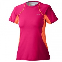 Columbia Women's Baselayer Midweight Short Sleeve Top, Bright Rose, Small Columbia Women's Baselayer Midweight Short Sleeve Top, Bright Rose, Small