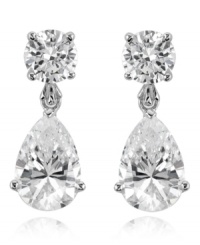 Give your outfit the element of Wow with these stunning CRISLU earrings featuring round- and pear-cut cubic zirconias (3/4 ct. t.w.) set in sterling silver with a platinum finish. Approximate drop: 3/4 inch.